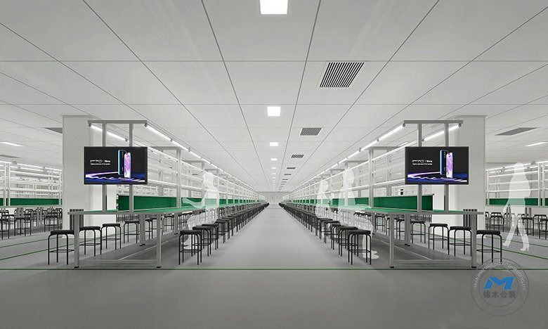 電子科技企業廠房車間食堂裝修設計裝配區