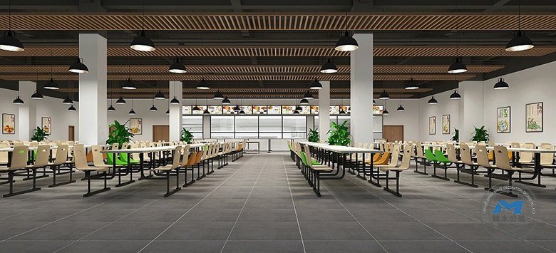 電子科技企業廠房車間食堂裝修設計員工食堂