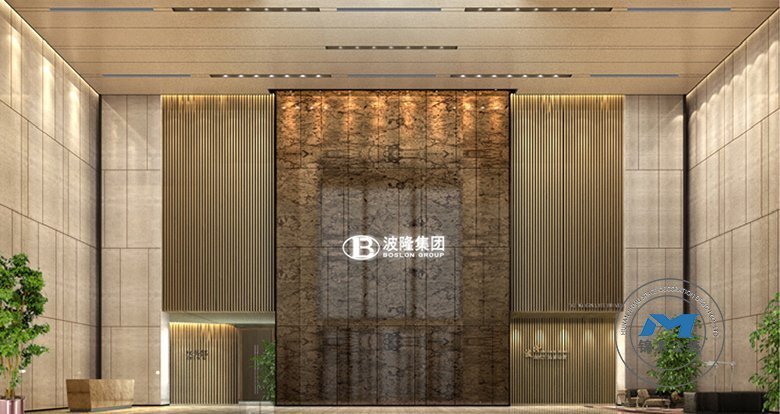 企業(yè)總部辦公樓辦公裝修設計效果大廳